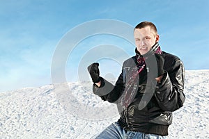 Student stands and clench hands in fists