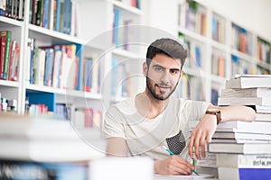 Student study in school library