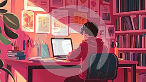 Student Studying Illustration