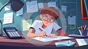 Student Studying Illustration