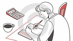 Student Studying, Note Taking and Learning Process, vector design Generative AI