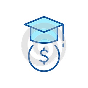 Student Support with Money. Charity and Donation Concept Icon. Affordable education. Charitable foundation for Education