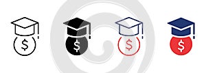 Student Support with Money. Charity and Donation Concept Icon. Affordable education. Charitable foundation for Education