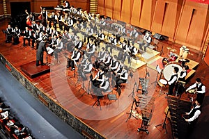 Student symphonic band perform on concert