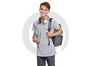 Student teen boy with bag