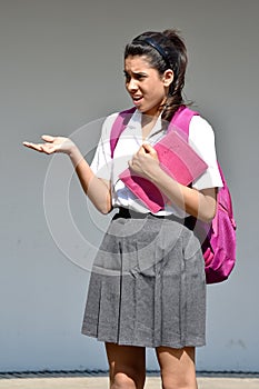 Student Teenager School Girl Making A Decision With Notebook