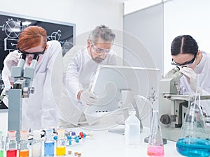 Student under microscope analysis