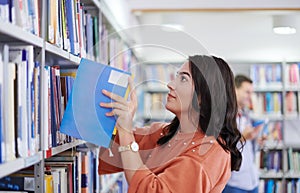 the student uses a notebook and a school library