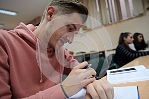 the student uses a smartwatch in math class