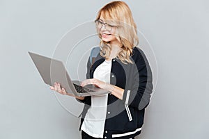 Student using laptop