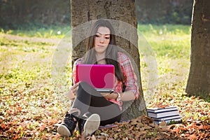 Student using laptop to learning