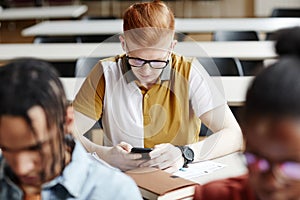 Student using Smartphone in Class