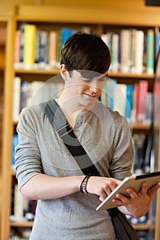A student using a tablet computer