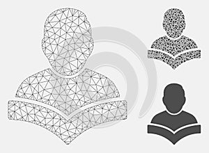 Student Vector Mesh Wire Frame Model and Triangle Mosaic Icon