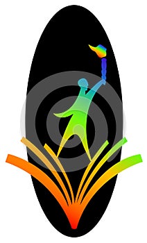 Student with victory torch