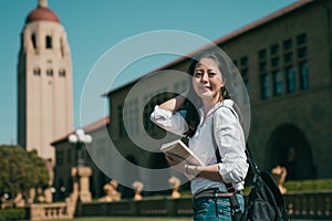 Student visiting her dream university.