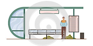 Student waiting for public transport at stop