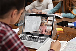 Student watching online lesson