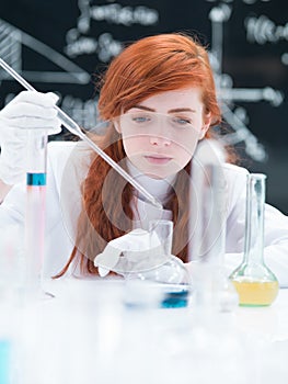 Student working in a chemistry lab