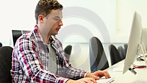 Student working in computer room