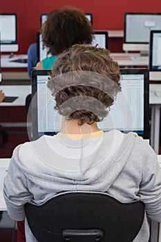 Student working in computer room