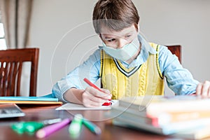 Student working from home because school is closed due to Coronavirus