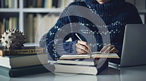 The student writing notes.AI generated image