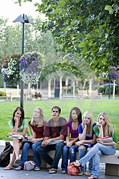 Students on a Bench