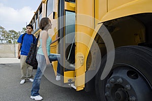 Students Boarding School Bus