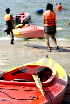 Students canoeing activity