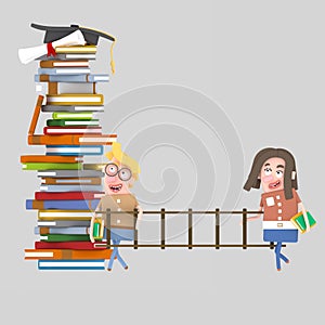 Students carrying a ladder