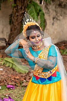 Students are celebrating Holi or `Basanta Utsav` at Rabindra Bharati University campus in Kolkata, India on 5th March 2020