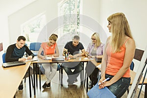 Students in classroom during the break