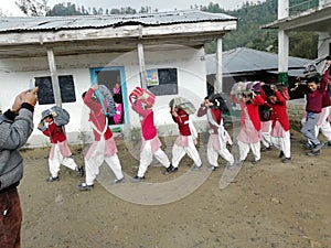 Students coming out of their classrooms