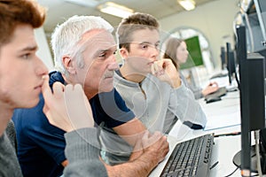 Students in computer class