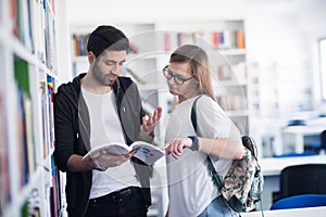 Students couple in school library