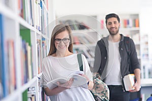 Students couple in school library