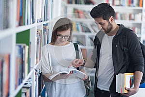 Students couple in school library