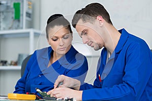 Students in electronics class at university