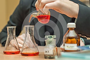 Students experimenting and discovering in science class