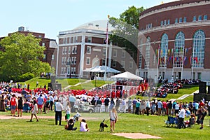 Students filing up to receive diplomas at Wesleyan University Graduation Middletown Conneticut USA circa May 2015