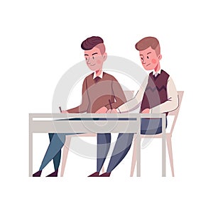 Students Flat Illustration