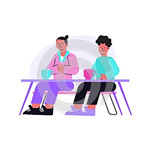 Students Flat Illustration