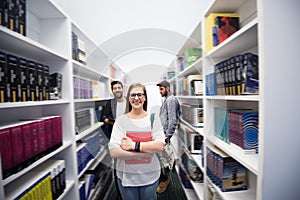 Students group in school library