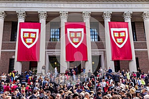 Students of Harvard University gather for their graduation ceremonies on Commencement Day