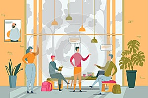 Students Having Discussion in Group, Teamwork.