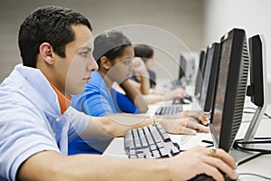 Students In High School Computer Lab