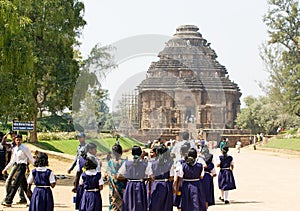 Students at the Konarak Sun Temple