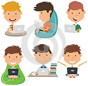 Students learn and do homework by computer