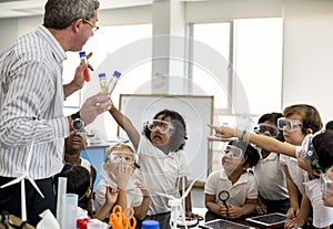 Students Learning in Science Experiment Laboratory